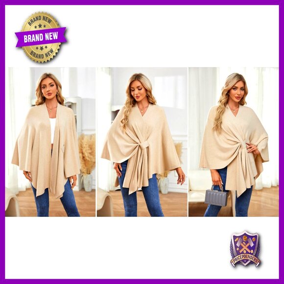 Soft Rayon Blend Poncho Shawl Wrap One Size Fits Most All Seasons - Picture 7 of 7